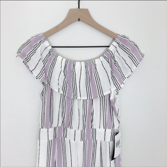 SOLD Jodi Kristopher Striped Off Shoulder Jumpsuit - Picture 4 of 8